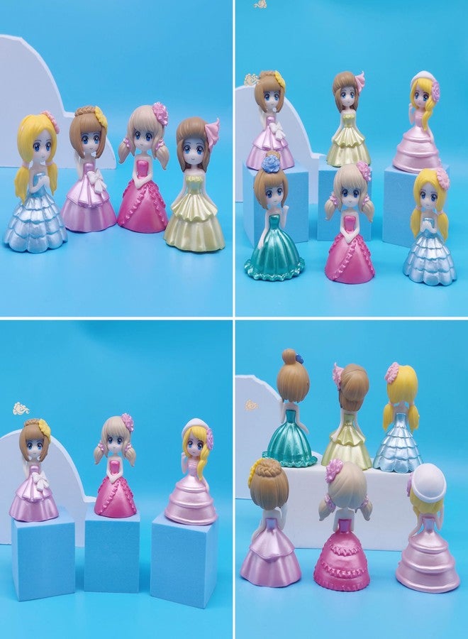 Spiaty Plastic Princess Dress Girl Home, Car and Office Decor Figurine (Small, Multi, Set of 6) - Image 4